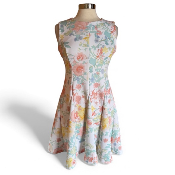 Calvin Klein Dresses & Skirts - Calvin Klein Pastel Floral Scuba A-Line Dress Petite 10P Sleeveless